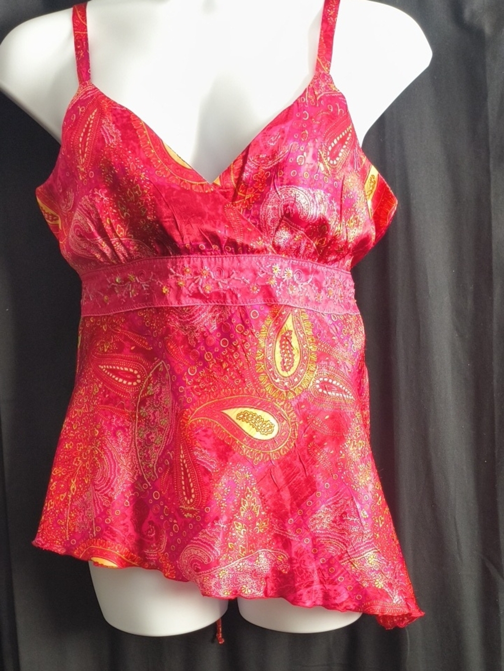 Sexy, Fun & Flirty Fushia Paisley Satin Cami Tank Top #0060